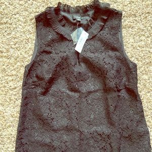 Black Sleeveless Lace Patterned Blouse. J Crew.